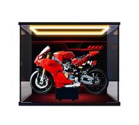 HCAEIOFJ Clear Acrylic Display Case for Lego Technic 42202 Applicable for Ducati Panigale V4 S Motorcycle Designed Display Box Gift(Display Case Only) (Background+Top Light)