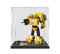 HCAEIOFJ Clear Acrylic Display Case for LegoIcons 10338 Applicable for Transformers Bumblebee Action Set with Toy Bus Set Display Box Gift(Display Case Only) (Black Bottom 2mm)
