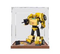 HCAEIOFJ Clear Acrylic Display Case for LegoIcons 10338 Applicable for Transformers Bumblebee Action Set with Toy Bus Set Display Box Gift(Display Case Only) (Wood Bottom 3mm)
