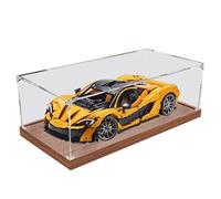 HCAEIOFJ Clear Acrylic Display Case for LegoTechnic 42172 Applicable for McLaren P1 Hypercar Display Box Gift(Display Case Only) (Wood Bottom)