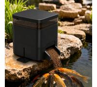 HCAUYNN Automatic Pond Fish Feeder Solar Powered with App Control, 4L Large Capacity Koi Pond Fish Feeder, 1-12 Feedings Per Day, 1-12mm Pellets, Outdoor Fish Food Dispenser for Garden Ponds Black