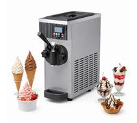 HCAUYNN Ice Cream Machine Commercial, Soft Serve Ice Cream Machine with Fast Cooling System, Auto Cleaning, 2.5L Hopper, Professional Ice Cream Maker Gray-220V