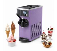 HCAUYNN Ice Cream Machine Commercial, Soft Serve Ice Cream Machine with Fast Cooling System, Auto Cleaning, 2.5L Hopper, Professional Ice Cream Maker Purple-110V