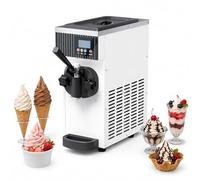 HCAUYNN Ice Cream Machine Commercial, Soft Serve Ice Cream Machine with Fast Cooling System, Auto Cleaning, 2.5L Hopper, Professional Ice Cream Maker White-220V