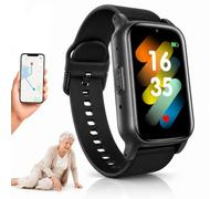 HCAUYNN Smart Watch for Elderly with GPS Tracking, Fall Alert, One-Touch SOS, SIM Card Calling, Video Call, Heart Rate Monitor, IP67 Waterproof Senior Watch Black
