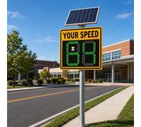 HCAUYNN Solar Powered Speed Display Sign, 2/3 Digit Speed Indicator Device with Long Range Radar Detection for Villages, Private Roads and Traffic Management yellow-2Digit