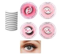 HCAXKFMMXU Self Adhesive Eyelashes Reusable, 4 Pair Preglued Eye Lashes, 3D Lashes No Glue Needed, Waterproof, Natural Look, Pink