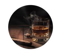 HCBPWVQA Cigar & Whiskey Print Design Wall Clock Non Ticking Clock 10 Inch Round Clocks Home Decor for Office Kitchen Clock Art, White