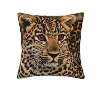 HCBPWVQA Cute Leopard Throw Pillow Covers 16"x16" Decorative Couch Pillow Covers Square Throw Pillow Case Car Cushion Covers Farmhouse Pillowcase for Sofa Couch Bed Living Room