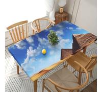 HCBPWVQA Desert Table Cloth 5FT Elastic Edge Fitted Table Cover Rectangular Tablecloth Washable Dining Tablecloths Protector for Party, Wedding, Cocktail, Banquet, Festival