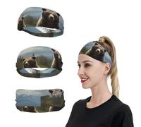 HCBPWVQA encounter animal Bear Sports Headbands for Men Women Sweatbands Moisture Wicking Workout Sweat Bands Mens Running Headband Sweat Head Bands for Tennis Stretchy Hairband