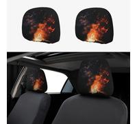 HCBPWVQA Fire in the Night Car Headrest Cover 2 PCS, Funny Auto Front Seat Head Rest Protector, Universal Car Headrest Protector Elastic, Personalized Seat Cover Headrest Trim for Most Cars
