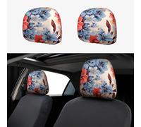 HCBPWVQA Floral Flower Print Car Headrest Cover 2 PCS, Funny Auto Front Seat Head Rest Protector, Universal Car Headrest Protector Elastic, Personalized Seat Cover Headrest Trim for Most Cars