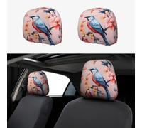 HCBPWVQA Flower Birds Car Headrest Cover 2 PCS, Funny Auto Front Seat Head Rest Protector, Universal Car Headrest Protector Elastic, Personalized Seat Cover Headrest Trim for Most Cars