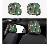 HCBPWVQA Insect Atlas Car Headrest Cover 2 PCS, Funny Auto Front Seat Head Rest Protector, Universal Car Headrest Protector Elastic, Personalized Seat Cover Headrest Trim for Most Cars