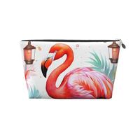HCBPWVQA Leather Makeup Bag for Women Travel Toiletry Bag Flamingo Hand Painted Watercolor Cosmetic Bag Large Makeup Pouch with Zipper, Silver, One Size