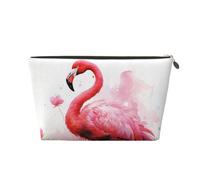 HCBPWVQA Leather Makeup Bag for Women Travel Toiletry Bag Flamingo Watercolor Cosmetic Bag Large Makeup Pouch with Zipper, Gold, One Size