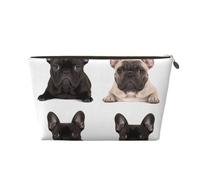 HCBPWVQA Leather Makeup Bag for Women Travel Toiletry Bag french bulldog Cosmetic Bag Large Makeup Pouch with Zipper, Gold, One Size