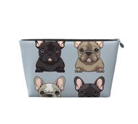 HCBPWVQA Leather Makeup Bag for Women Travel Toiletry Bag french bulldog Cosmetic Bag Large Makeup Pouch with Zipper, Silver, One Size