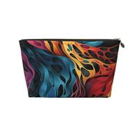 HCBPWVQA Leather Makeup Bag for Women Travel Toiletry Bag Rainbow Leopard Print Cosmetic Bag Large Makeup Pouch with Zipper, Gold, One Size