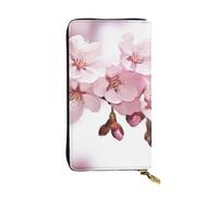 HCBPWVQA Leather Wallet for Women Men Clutch Wallets Money Case Large Credit Card Holder Cherry Blossom Wallets with Zipper Phone Holder Long Travel Purse, Black, One Size, Casual