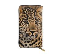 HCBPWVQA Leather Wallet for Women Men Clutch Wallets Money Case Large Credit Card Holder Cute Leopard Wallets with Zipper Phone Holder Long Travel Purse, Black, One Size, Casual