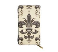 HCBPWVQA Leather Wallet for Women Men Clutch Wallets Money Case Large Credit Card Holder Fleur-de-Lis and Coat Arms Knight Wallets with Zipper Phone Holder Long Travel Purse, Black, One Size, Casual