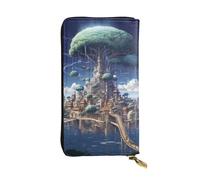 HCBPWVQA Leather Wallet for Women Men Clutch Wallets Money Case Large Credit Card Holder Floating City Wallets with Zipper Phone Holder Long Travel Purse, Black, One Size, Casual