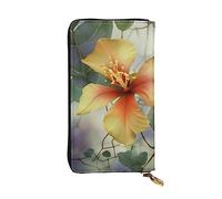 HCBPWVQA Leather Wallet for Women Men Clutch Wallets Money Case Large Credit Card Holder Green Eucalyptus Leaves Wallets with Zipper Phone Holder Long Travel Purse, Black, One Size, Casual