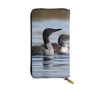 HCBPWVQA Leather Wallet for Women Men Clutch Wallets Money Case Large Credit Card Holder Loon Birds Wallets with Zipper Phone Holder Long Travel Purse, Black, One Size, Casual