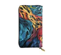 HCBPWVQA Leather Wallet for Women Men Clutch Wallets Money Case Large Credit Card Holder Rainbow Leopard Print Wallets with Zipper Phone Holder Long Travel Purse, Black, One Size, Casual