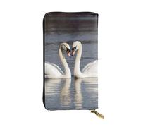 HCBPWVQA Leather Wallet for Women Men Clutch Wallets Money Case Large Credit Card Holder Romantic White Swan Wallets with Zipper Phone Holder Long Travel Purse, Black, One Size, Casual