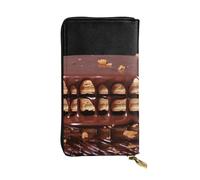 HCBPWVQA Leather Wallet for Women Men Clutch Wallets Money Case Large Credit Card Holder Wafers Dripping with Chocolate Wallets with Zipper Phone Holder Long Travel Purse, Black, One Size, Casual