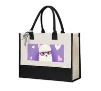 HCBPWVQA Love alpaca purple Canvas Tote Bags Personalized Beach Bag Reusable Grocery Shopping Bag Casual Handbag Top Handle Shoulder Satchel Bags Work Purses Birthday Gifts for Women