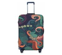 HCBPWVQA Luggage Cover Protector Washable Stretch Suitcase Protector Abstract Octopus Suitcase Cover Anti-Scratch Travel Baggage Covers Fits 18-32 Inch Luggage Protectors, Black, X-Large