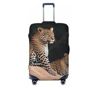 HCBPWVQA Luggage Cover Protector Washable Stretch Suitcase Protector African Leopard on Rock Suitcase Cover Anti-Scratch Travel Baggage Covers Fits 18-32 Inch Luggage Protectors, Black, Large