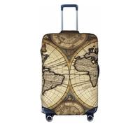 HCBPWVQA Luggage Cover Protector Washable Stretch Suitcase Protector Ancient Map World Globe Suitcase Cover Anti-Scratch Travel Baggage Covers Fits 18-32 Inch Luggage Protectors, Black, Small