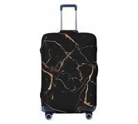 HCBPWVQA Luggage Cover Protector Washable Stretch Suitcase Protector Black Gold Marble Suitcase Cover Anti-Scratch Travel Baggage Covers Fits 18-32 Inch Luggage Protectors, Black, L