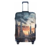 HCBPWVQA Luggage Cover Protector Washable Stretch Suitcase Protector City Scape Suitcase Cover Anti-Scratch Travel Baggage Covers Fits 18-32 Inch Luggage Protectors, Black, Large