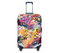 HCBPWVQA Luggage Cover Protector Washable Stretch Suitcase Protector Colorful Abstract Flowers Suitcase Cover Anti-Scratch Travel Baggage Covers Fits 18-32 Inch Luggage Protectors, Black, M