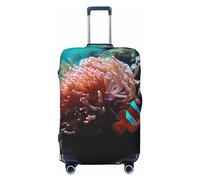 HCBPWVQA Luggage Cover Protector Washable Stretch Suitcase Protector Coral and Fish Suitcase Cover Anti-Scratch Travel Baggage Covers Fits 18-32 Inch Luggage Protectors, Black, L