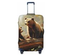 HCBPWVQA Luggage Cover Protector Washable Stretch Suitcase Protector Cute Bears Play in The Tree Suitcase Cover Anti-Scratch Travel Baggage Covers Fits 18-32 Inch Luggage Protectors, Black, L