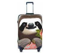 HCBPWVQA Luggage Cover Protector Washable Stretch Suitcase Protector Cute Sloth Suitcase Cover Anti-Scratch Travel Baggage Covers Fits 18-32 Inch Luggage Protectors, Black, L