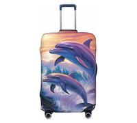 HCBPWVQA Luggage Cover Protector Washable Stretch Suitcase Protector dolphins art Suitcase Cover Anti-Scratch Travel Baggage Covers Fits 18-32 Inch Luggage Protectors, Black, Medium