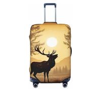 HCBPWVQA Luggage Cover Protector Washable Stretch Suitcase Protector Elk Artwork Suitcase Cover Anti-Scratch Travel Baggage Covers Fits 18-32 Inch Luggage Protectors, Black, Large