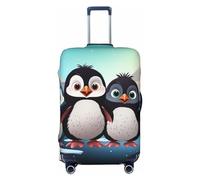 HCBPWVQA Luggage Cover Protector Washable Stretch Suitcase Protector Five Cute Penguins Suitcase Cover Anti-Scratch Travel Baggage Covers Fits 18-32 Inch Luggage Protectors, Black, S