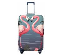 HCBPWVQA Luggage Cover Protector Washable Stretch Suitcase Protector Flock of Tropical Flamingos Suitcase Cover Anti-Scratch Travel Baggage Covers Fits 18-32 Inch Luggage Protectors, Black, S