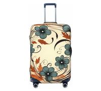 HCBPWVQA Luggage Cover Protector Washable Stretch Suitcase Protector Floral Wreath Suitcase Cover Anti-Scratch Travel Baggage Covers Fits 18-32 Inch Luggage Protectors, Black, L