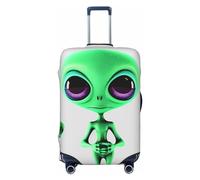 HCBPWVQA Luggage Cover Protector Washable Stretch Suitcase Protector Green alien Suitcase Cover Anti-Scratch Travel Baggage Covers Fits 18-32 Inch Luggage Protectors, Black, S