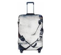 HCBPWVQA Luggage Cover Protector Washable Stretch Suitcase Protector Ice Hockey Art Suitcase Cover Anti-Scratch Travel Baggage Covers Fits 18-32 Inch Luggage Protectors, Black, L